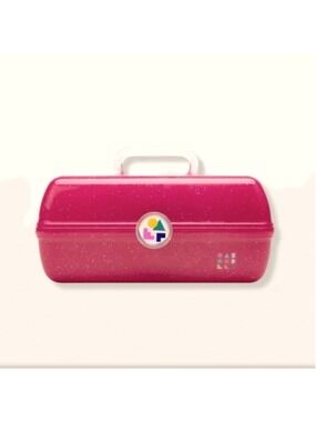 Caboodles Girl On The Go, Pink Jelly Glitter Makeup Case, EUC